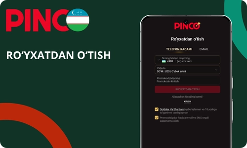 Pinco Casino ilovasida ro‘yxatdan o‘tish